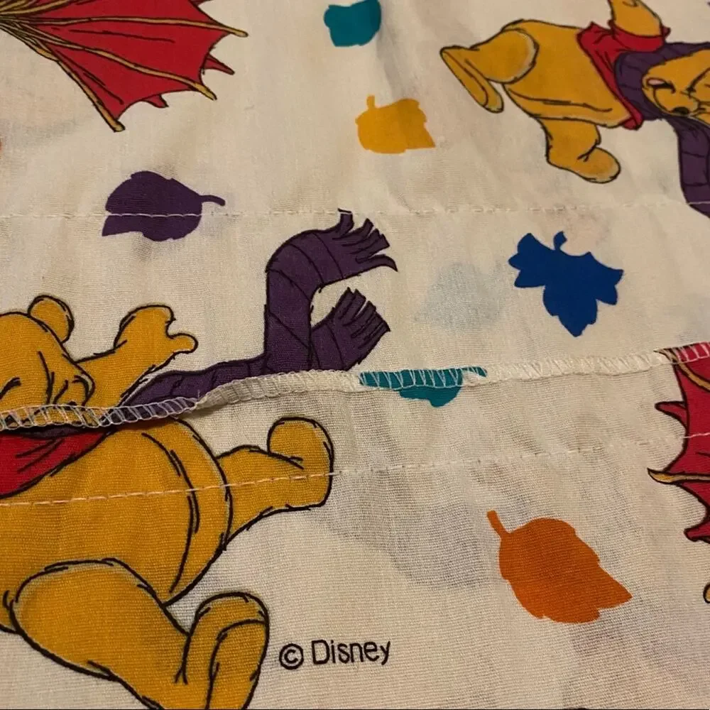Disney Pooh and Tigger Blustery Day Fall Leaves Window Curtain Rod Cover Fabric